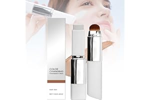 Korean Color Changing Foundation Stick, 3-in-1 White to Skin Tone Adjusting Cream Stick with Dual-Ended Detachable Brush, Dew