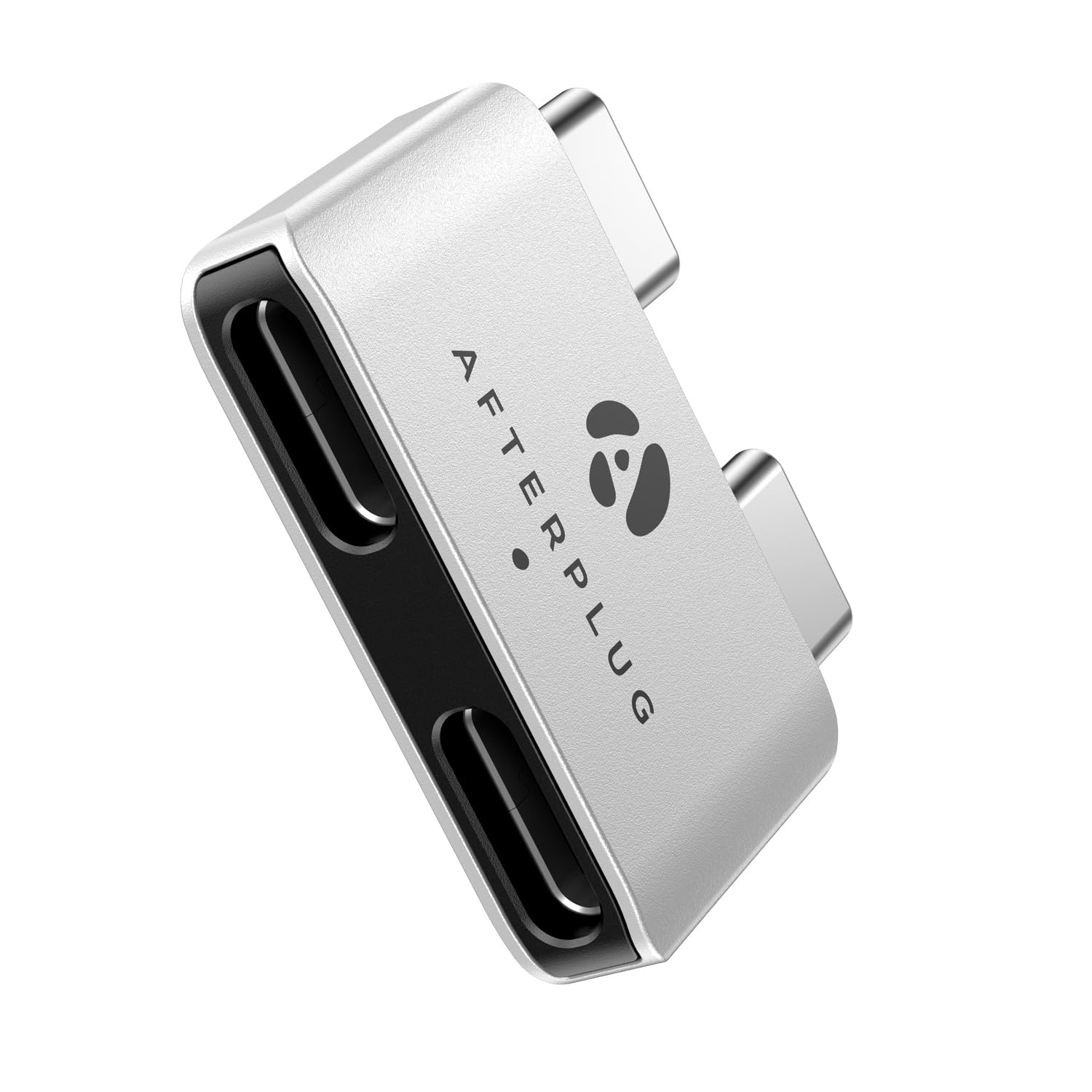 Afterplug Dual USB‑C Extender for MacBook with Case, 2-Port Pass‑Through Adapter for Thunderbolt 5/4/3 & USB4 – 240W PD, 8K Video, 80Gbps Data - Silver