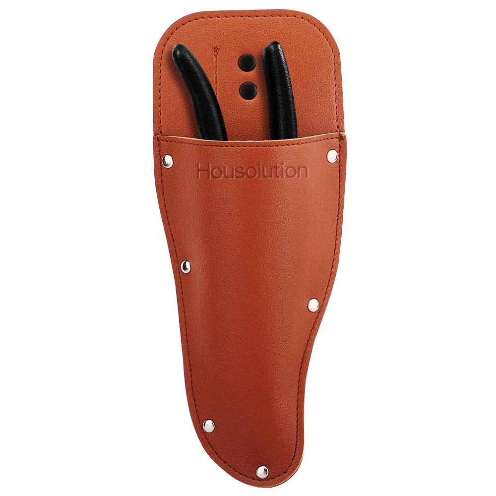Housolution Garden Pruner Sheath, Premium PU Leather Holster Protective Case Cover Scabbard for Gardening Pruning Shears Scissor - Brown