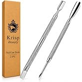 Cuticle Pusher Tools - Professional Nail Cuticle Pusher Cuticle Remover Cuticle Trimmer Spoon Shaped Nail Cleaner Dual Sided Metal Stainless Steel Manicure Pedicure for Women 2 Pack Set Krisp Beauty