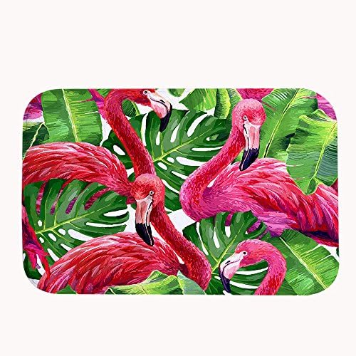 TrUiuiui Beautiful Pink Flamingos Super Absorbent Non-slip Bath Mat Coral Fleece Area Rug Door Mat Entrance Rug Floor Mats for Front Outside Doors 50x80cm