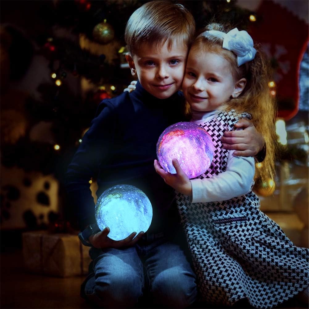 BRIGHTWORLD Moon Lamp Kids Night Light Galaxy Lamp 5.9 inch 16 Colors LED 3D Star Moon Light with Wood Stand, Remote & Touch Control USB Rechargeable Gift for Baby Girls Boys Birthday - - 