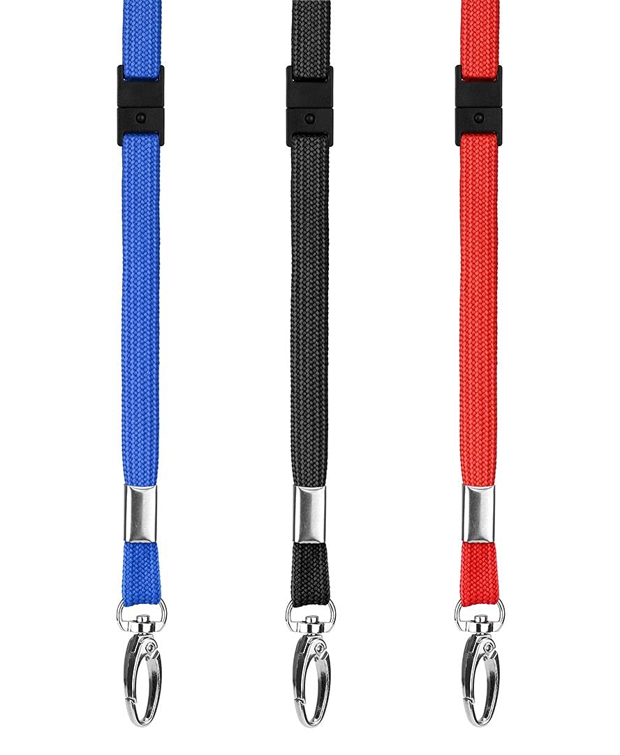 RPET Eco Lanyards Neck Strap by LanyardsTomorrow Eco-Friendly Recycled Bottle Material Includes Breakaway and Swivel Metal Clip for ID Card Holder Plain Coloured (Black, Pack of 100)