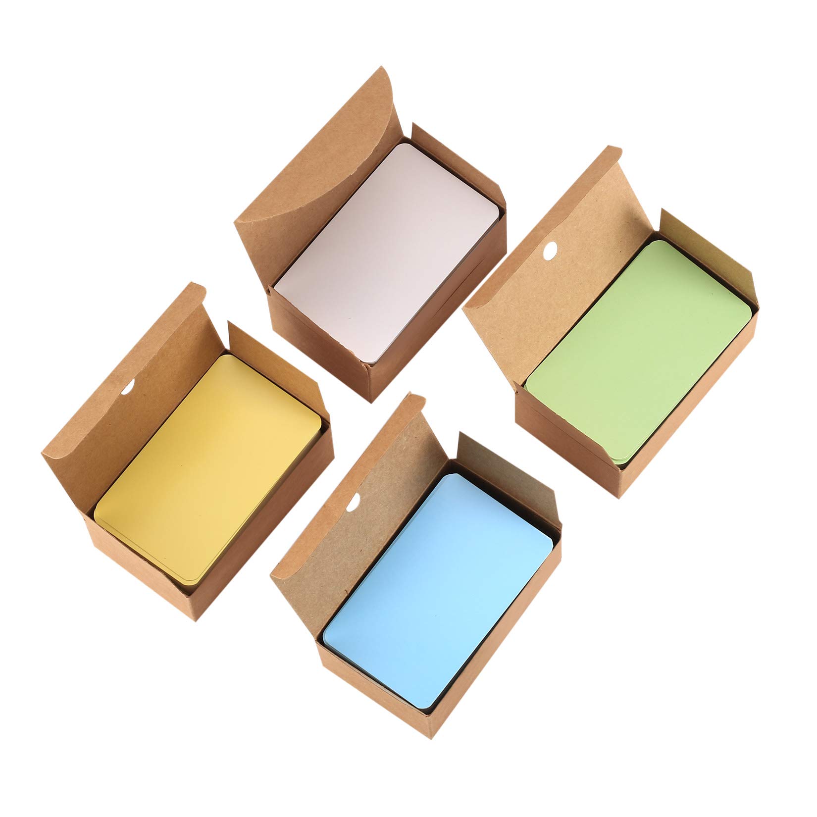 400 Pcs Blank Kraft Paper Cards, Colored Craft Cards Paper, Multicolor Message Cards, Business Cards, Flash Cards for DIY, Gifts, Study, Learning, Memory(Yellow/Green/Blue/White)