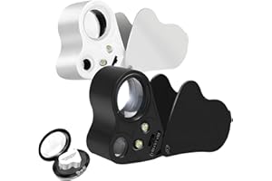 HQGZQL 2 Pack 30X 60X Jewelers Loupe, Illuminated Jewelers Eye Magnifier, Foldable Jewelry Magnifiers with Bright LED Light for Gems, Jewelry, Coins, Stamps