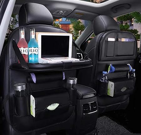 Amazon Yrrc Puの革カーシートバックオーガナイザーとipadミニホルダー 子供のための車の後部座席オーガナイザーとしてユニバーサル使用 保存瓶 ティッシュボックスおもちゃ 1パック 黒 シートカバー 車 バイク