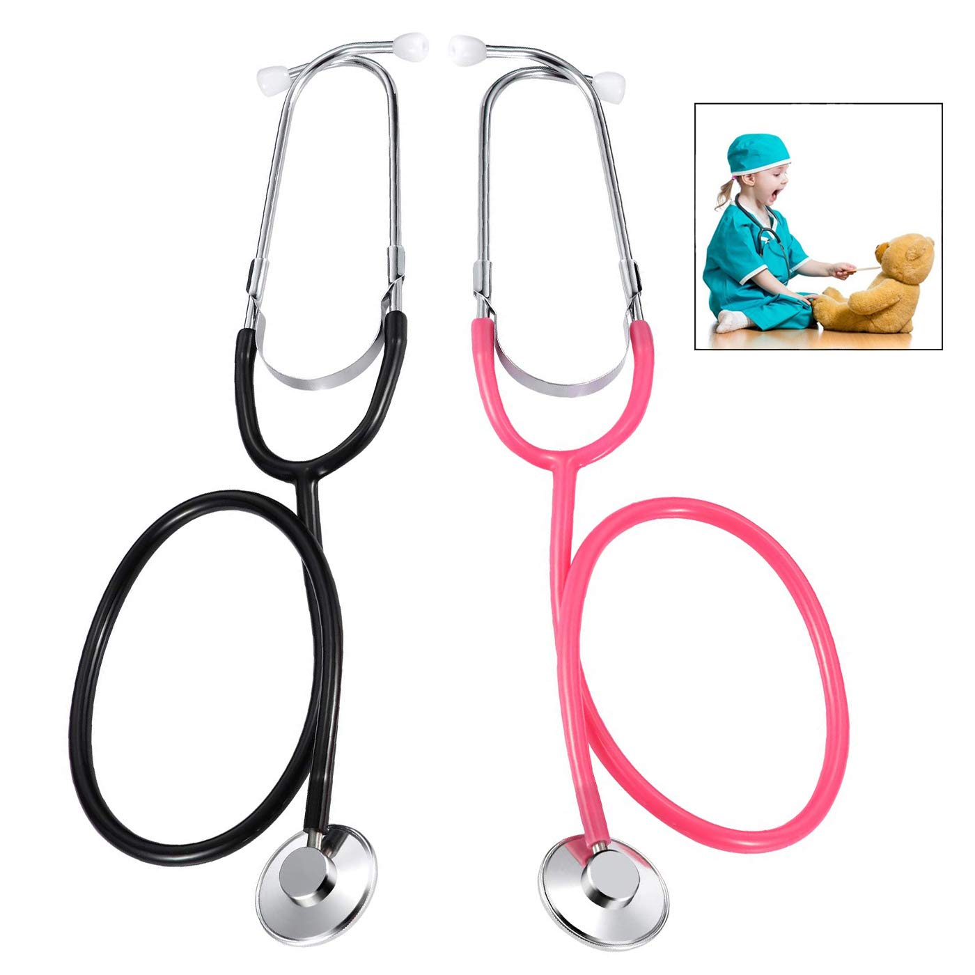 iPobie 2 Pcs Stethoscope Toy,Pretend Play Doctor's Set Role-Playing Games Toys for Children