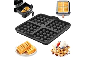 Square Waffle Baking Mold - Non-Stick Tray for Belgian Waffles, Pancakes & Eggs, Fits Most 4-7 QT Air Fryers, Dishwasher Safe