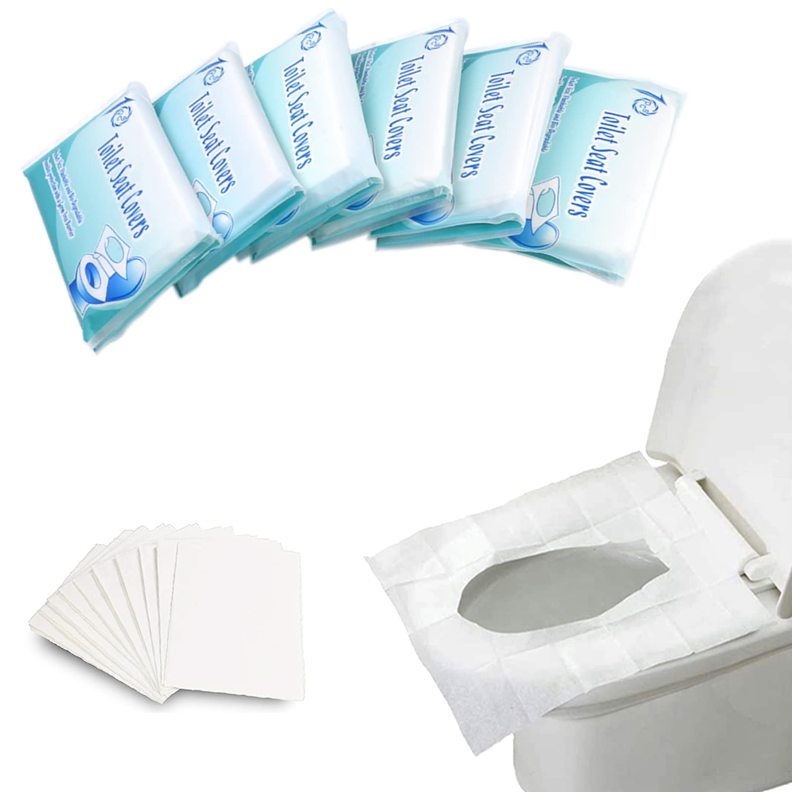MAIYADUO 60PCS Disposable Toilet Seat Covers, Flushable Toilet Seat Covers for Kids Adults Pregnant Women, Disposable Toilet Seat Cover for Travel, Use in Public Toilets