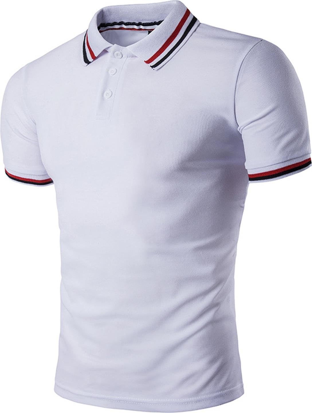 Sportides Mens Polo Shirts Contrast Collar Golf Tennis Sports Short Sleeve Shirt Tops JZA032