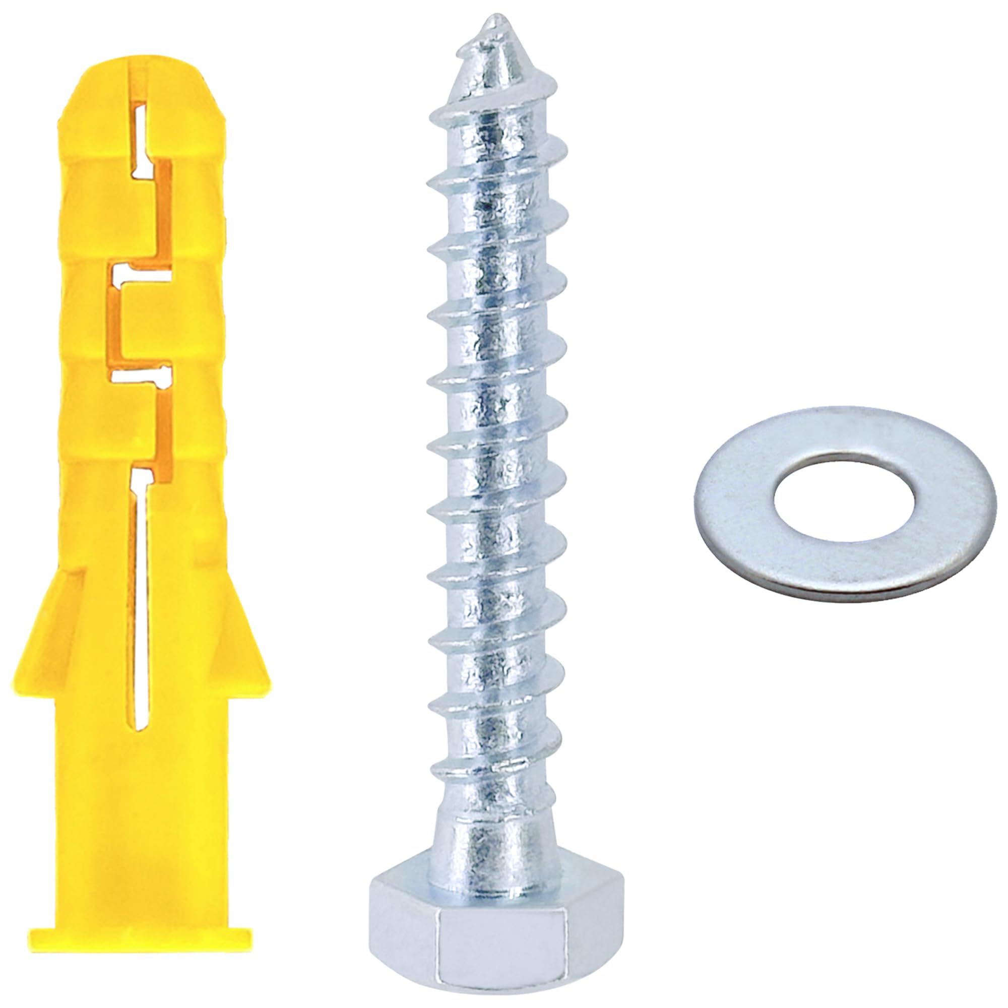 18 PCS Heavy Hex Self Tapping Screws and Nylon Expansion Wall Plugs for Brackets and Brick Fixging,M8 x 50 mm