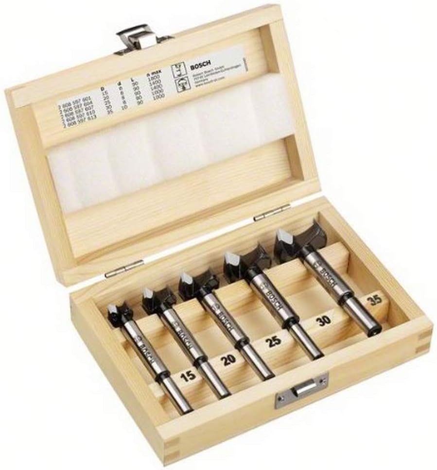 Bosch Professional 5-piece tungsten carbide hinge cutting bit set (diameter 15/20/25/30/35 mm, Accessory rotary drill)