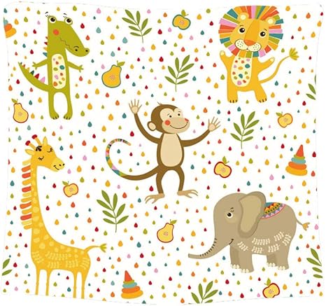 Amazon Co Jp 160x130 Cm 装飾用品 ヴィンテージ風 壁掛けタペストリー アメリカフラッグ ンテリア おしゃれ 子供部屋 誕生日プレゼント 窓カーテン カーペット おしゃれ 子供のためのジャングルの中で野生動物と白いベクトルイラストにライオン キリン サル ワニと