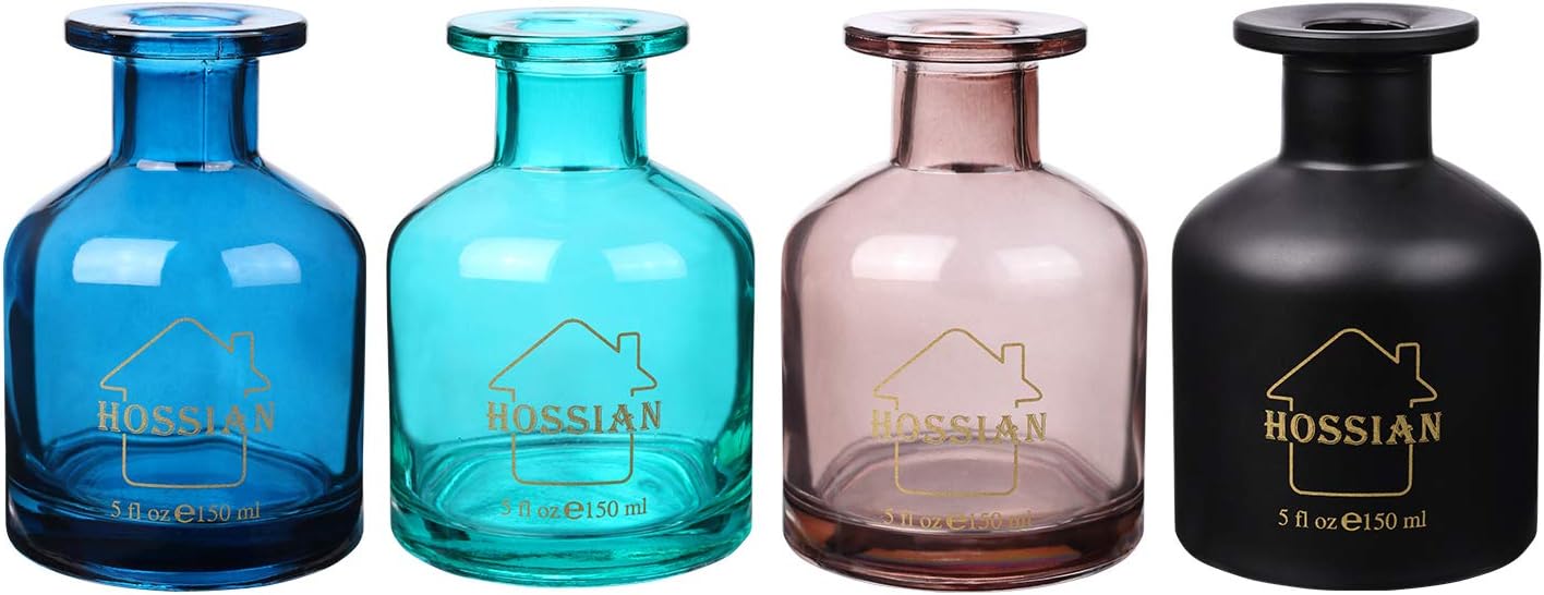 HOSSIAN Reed Diffuser-Reed Diffuser Empty Bottles with 28pcs Reed Diffuser Sticks- Refillable Diffuser Bottles -Diffuser Jars for Home Oil Fragrance (Somke Grey,green,dark Blue,matte Black)