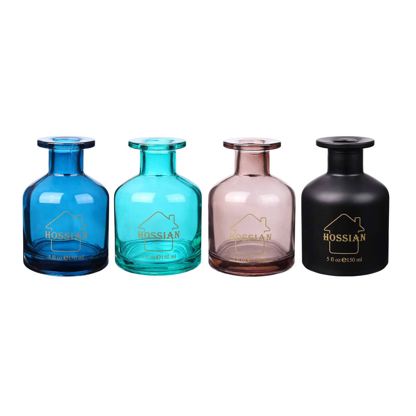 HOSSIAN Reed Diffuser-Reed Diffuser Empty Bottles with 28pcs Reed Diffuser Sticks- Refillable Diffuser Bottles -Diffuser Jars for Home Oil Fragrance (Somke Grey,green,dark Blue,matte Black)