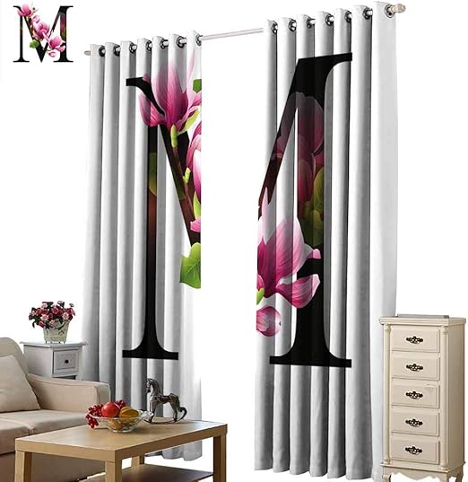Amazon Com Blackout Curtains Letter M Magnolia Florets Dignity