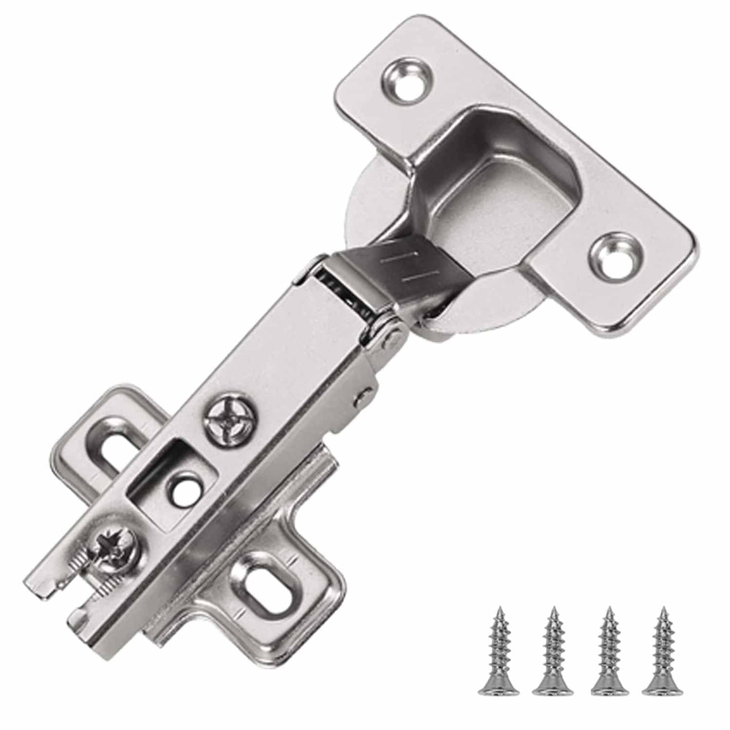 2 Pcs Slide-on 32mm Kitchen Cabinet Wardrobe Door Hinge,110 Degree Self Close Full Overlay Standard Hinge-Nickel Plated