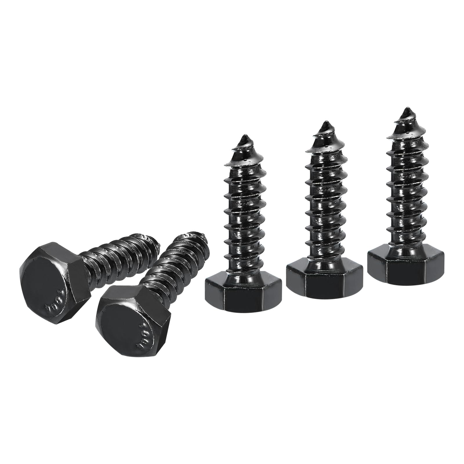 DTGN 5/16" x 1" Hex Lag Bolts - 20 Pack - for Woodworking, Furniture - 304 Stainless Steel Full Thread Hexagon Head Lag Screws for Wood - Black