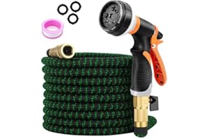 IOFLASK Garden Hose Water Pipe Expandable - 50FT Flexible Water Hose with 8 Function Hose Nozzle, Lightweight Magic Hoses Pipe for Outdoor Gardening Watering Cleaning, Black Green
