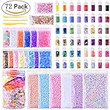 Slime Supplies for DIY Slime - IEFWELL Fluffy Slime Supplies Slime Supply Kit for Kids，DIY Slime Supplies Including Foam Beads, Fishbowl Beads, Glitter Jars, Totaling 72 Packs Slime Making Supplies