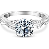 Elio Passero 1CT CZ Engagement Rings for Women,Women's Round Cut Twisted Vine Wedding Bands Sterling Silver Engagement Promise Rings with 18K White Gold Plated Size 5.5