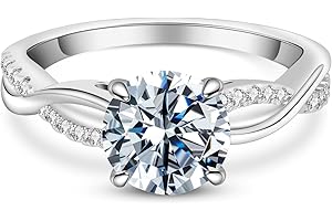 Elio Passero Engagement Rings for Women,925 Sterling Silver CZ Round Solitaire Engagement Ring with 18K Gold Plated,Promise Engagement Wedding Bands Couple Rings for Her 1.5/2/3/4/5CT