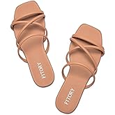 FITORY Women's Slide Sandals, Chic Cross-Strap & Comfy Flat Shoes for Summer SIze 6-11