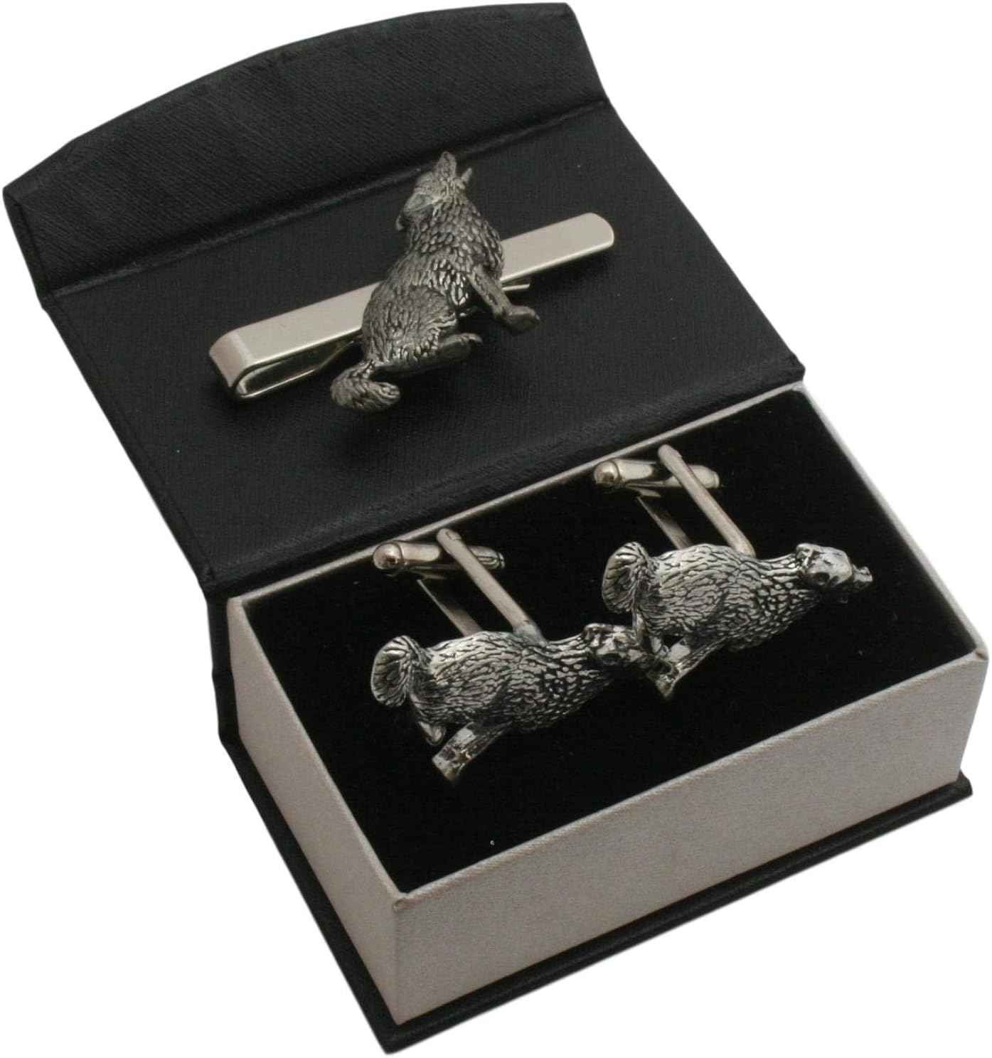 Wolf Cufflinks and Tie Bar Slide Gift Boxed Set 398, Silver - Image 3