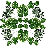 LEAFBABY 48 PCS 2 Kinds 4 Sizes Artificial Fake Lifelike Simulation Tropical Palm Leaves for Home Kitchen Party Decorations