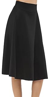 chouyatou Women's Vintage Stretched High-Waist Flared Swing A-Line Midi Skirt