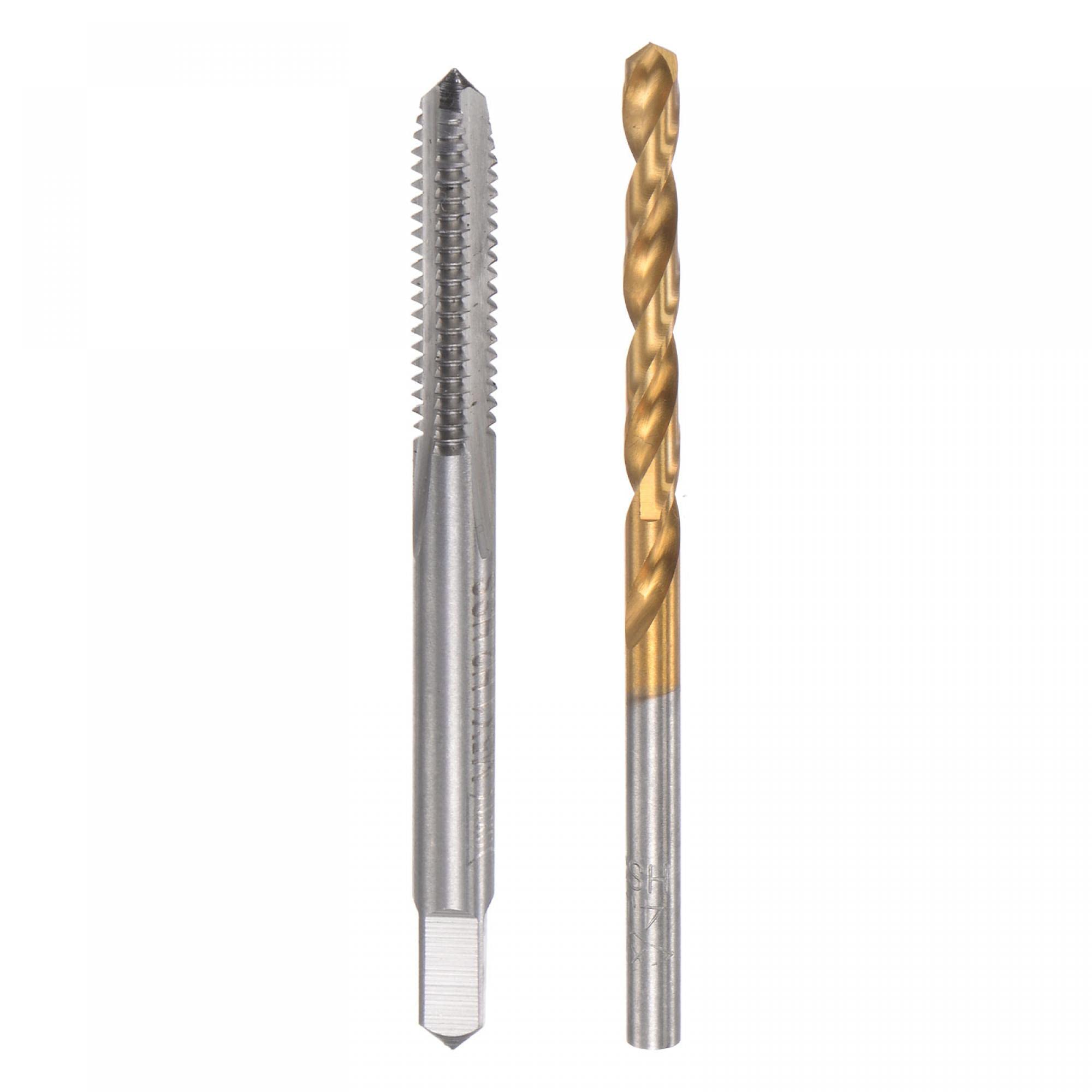 Photo 1 of uxcell M5 x 1 Straight Flute Thread Tap and 4.0mm Twist Drill Bit Set, Metric Titanium Plated 6542 High Speed Steel Machine Screw Thread Tap Threading Drilling Tool