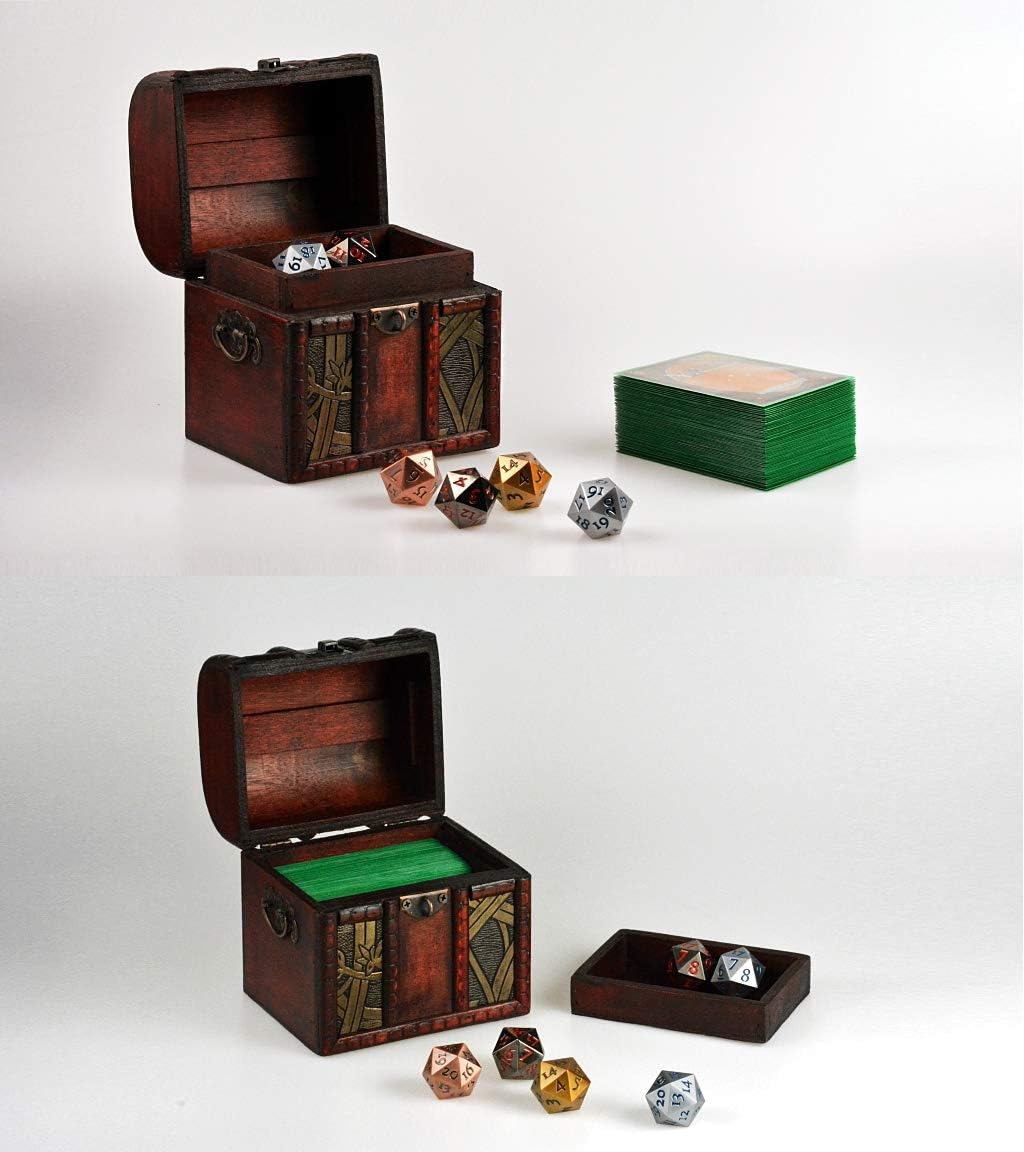 KakapopoTCG The Elven Chest (Harmony Design): a Lockable Wooden Chest for storing MTG Magic PTCG YGO EDH Commander FaB Flesh and Blood Deck Box Dice Spell Cards - Image 4