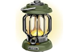 PINSAI LED Camping Lantern,Rechargeable Retro Metal Camp Light,Battery Powered Hanging Vintage Lamp ,Portable Waterpoor Outdoor Tent Bulb, Emergency Lighting for Power Failure,Outages