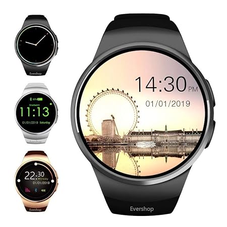 Evershop 1,5 Zoll IPS Runde SmartWatch Bluetooth Smartwatches mit SIM/TF Card Solt Sleep Monitoring Anti-Lost Heart Rate Moni