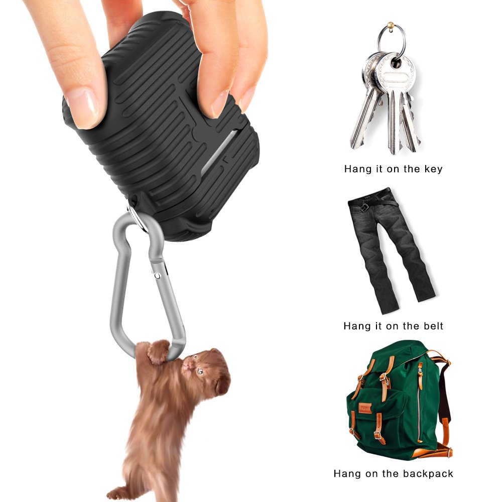 AirPods Case, AirPods Silicone Cover and Skin-Soft Silicone Case Shock Proof Dust/Dirt Proof case for Apple AirPods Charging Case MeanLove (Black)