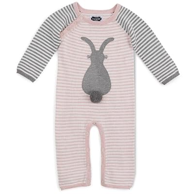 Mud Pie Baby Girls Cottontails Collection Striped Bunny One-Piece Romper
