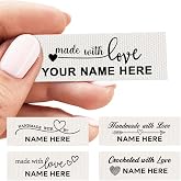 Custom Cotton Tags Fabric Labels, Personalized Sewing Labels for Handmade Items, Made with Love Sewing Tags, Ideal for Quilters,Knitters,Crafters,Machine Washable (50Pack, 20x57mm)