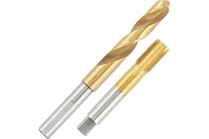 Aceteel 5/8-18 UNF Tap with 14.5mm Drill Bit, Ti-Coated HSS 5/8 X 18 Thread Tap and 37/64 Reduced Shank Twist Drill