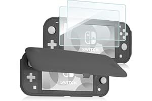 ProCase Flip Cover for Nintendo Switch Lite with 2 Pack Tempered Glass Screen Protectors, Slim Protective Case with Magnetically Detachable Front Cover for Nintendo Switch Lite 2019 -Grey