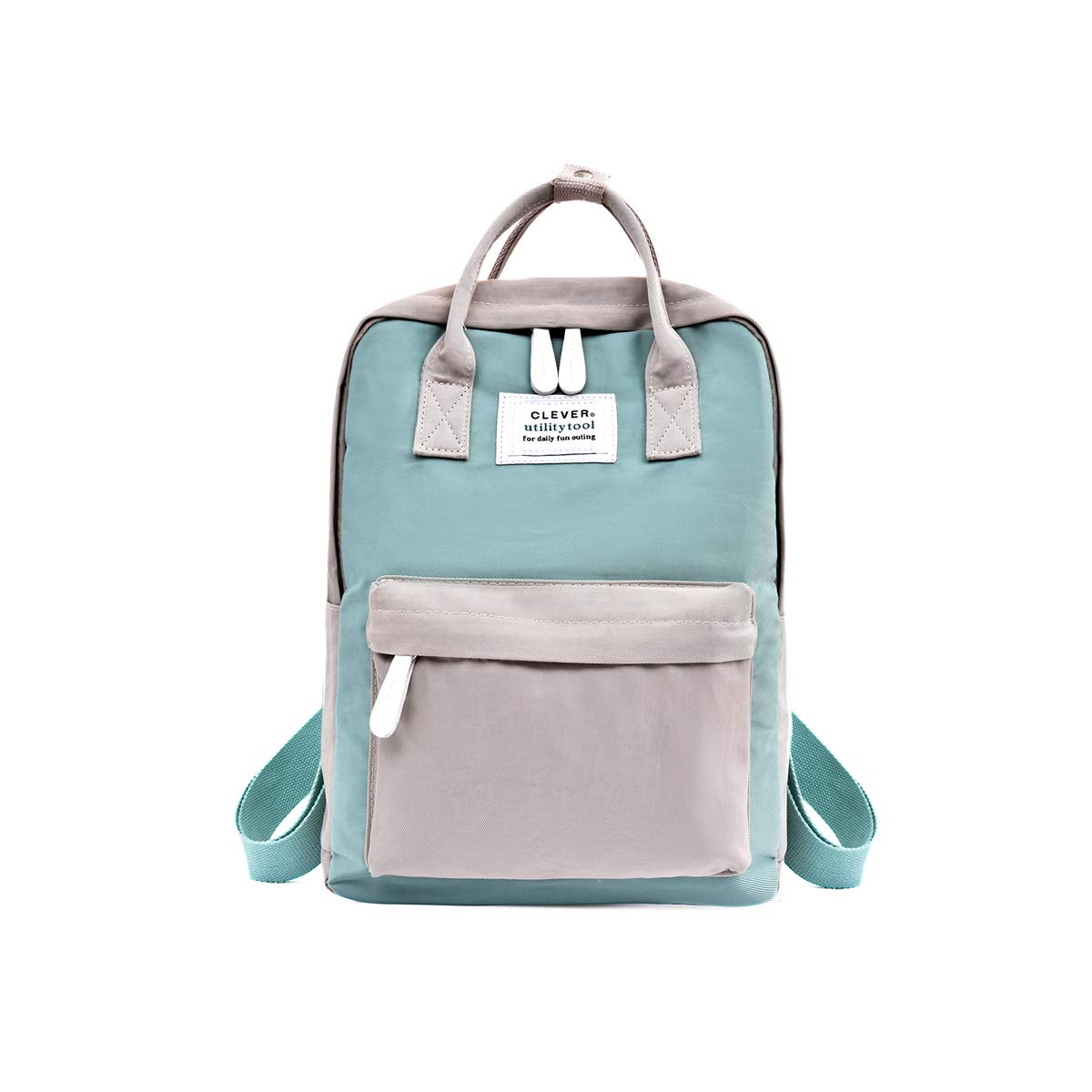 NICOLE & DORIS Ladies Backpack Casual Canvas Backpack for School Women Daypack Splicing Color Waterproof Fashion Backpacks Light Blue