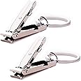 munkees Ultra-Thin Nail Clippers Keychain, Mini Foldable Nail Cutter with Key Ring, Small Portable Stainless Steel Pocket Manicure Set for Travel, Camping, & Outdoor (Stainless Steel, 2)