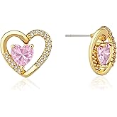 925 Sterling Silver post Hollow Crystal Heart Stud Earrings for Women Hypoallergenic 14K Gold Plated Gifts for Women