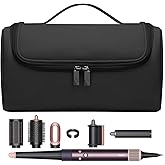 BUBM Travel Case Compatible with Dyson Airwrap Complete Styler and Attachments, Portable Storage Bag with Metal Hanging Hook for Airwrap All Models, Long Barrel, Hair Curler Accessories (Black)