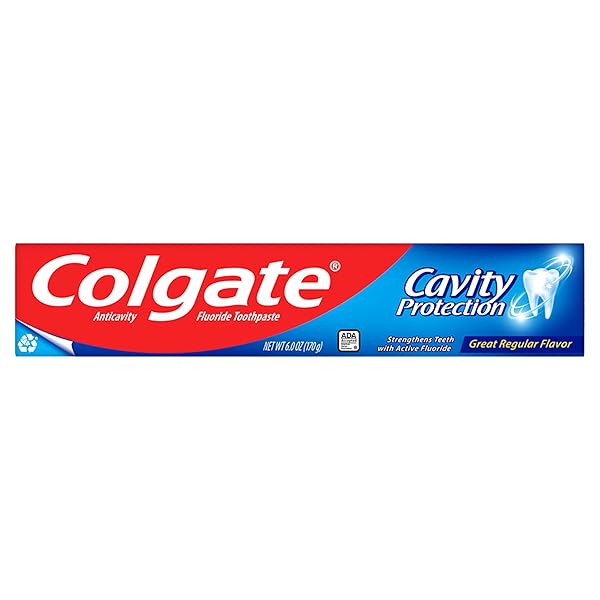 COLGATE CAVITY PROTECTION REGULAR FLUORIDE TOOTHPASTE, WHITE, 6 OZ