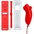 QUMOX Wii Nunchuck Remote Controller with Motion Plus Compatible with Wii Console | Wii Remote Controller with Shock Function (Red)