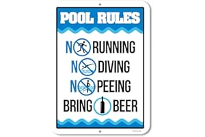 HONEY DEW GIFTS Funny Pool Sign, Pool Rules Bring Beer, 9x12 Pool Signs and Decor