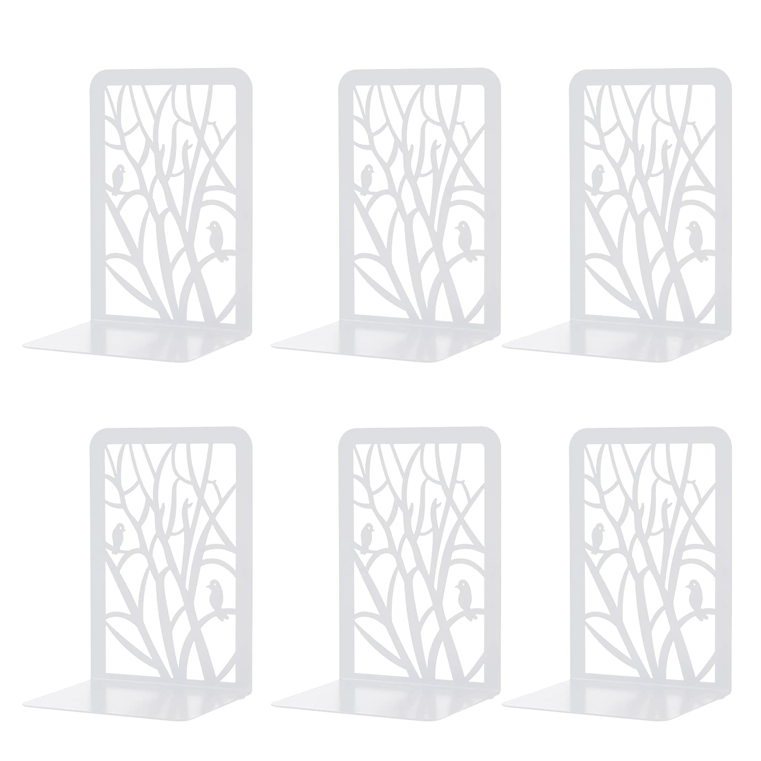 3 Pairs Metal Book Ends, MSDADA Desk Bookends Heavy Duty, Book Ends Holder for Shelves, Metal Bookends for Office&School, Book Shelf Holder Home Decorative, Bookend Supports, Book Stoppers(White)