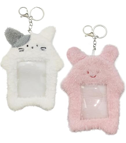 Kawaii Cartoon Tiger Rabbit Plush Photocard Holder Business Card Holder