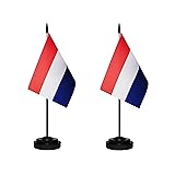 Netherlands Dutch Deluxe Desk Flag Set, Small Mini