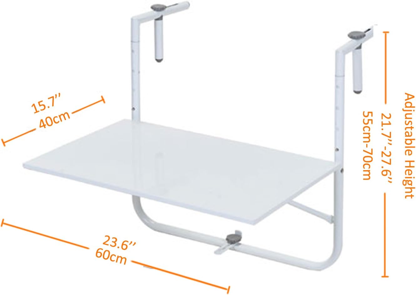 Patio Folding Deck Hanging Table Outdoor Garden Balcony Table-White